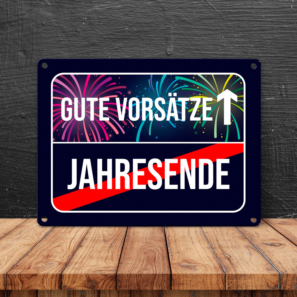 Gute Vorsätze voraus Metallschild im Straßenschild Design