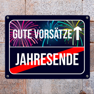 Gute Vorsätze voraus Metallschild im Straßenschild Design