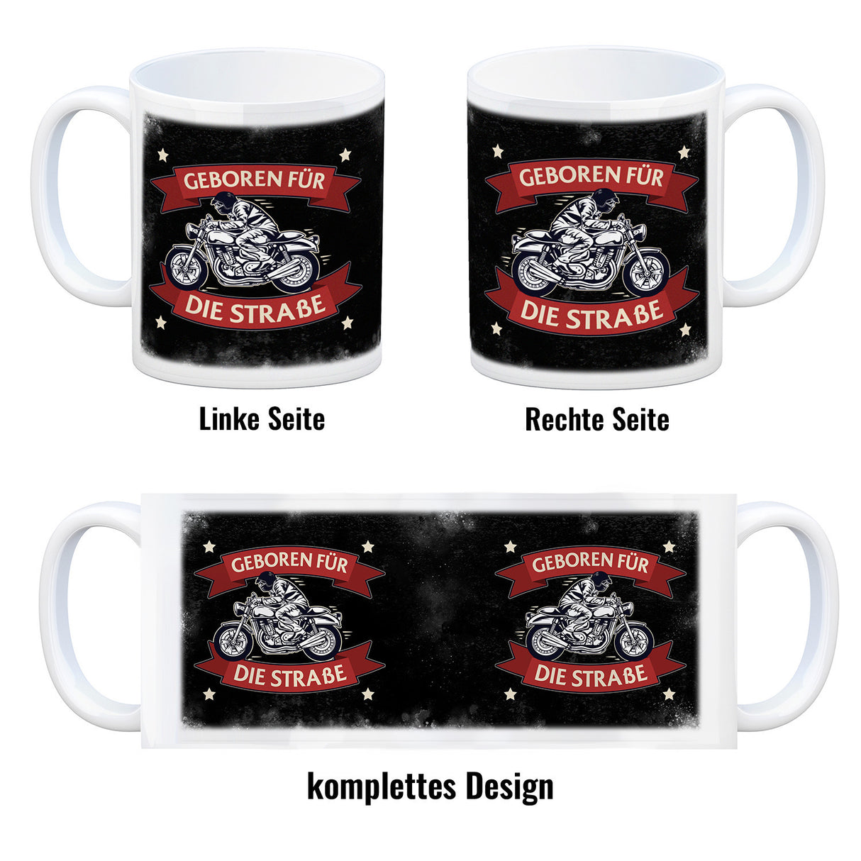 Geboren für die Straße Kaffeebecher mit coolem Biker Motiv