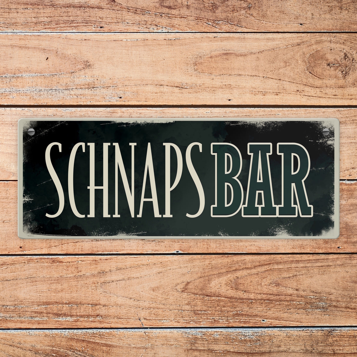 Schnapsbar Metallschild im Used-Look
