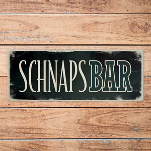 Schnapsbar Metallschild im Used-Look