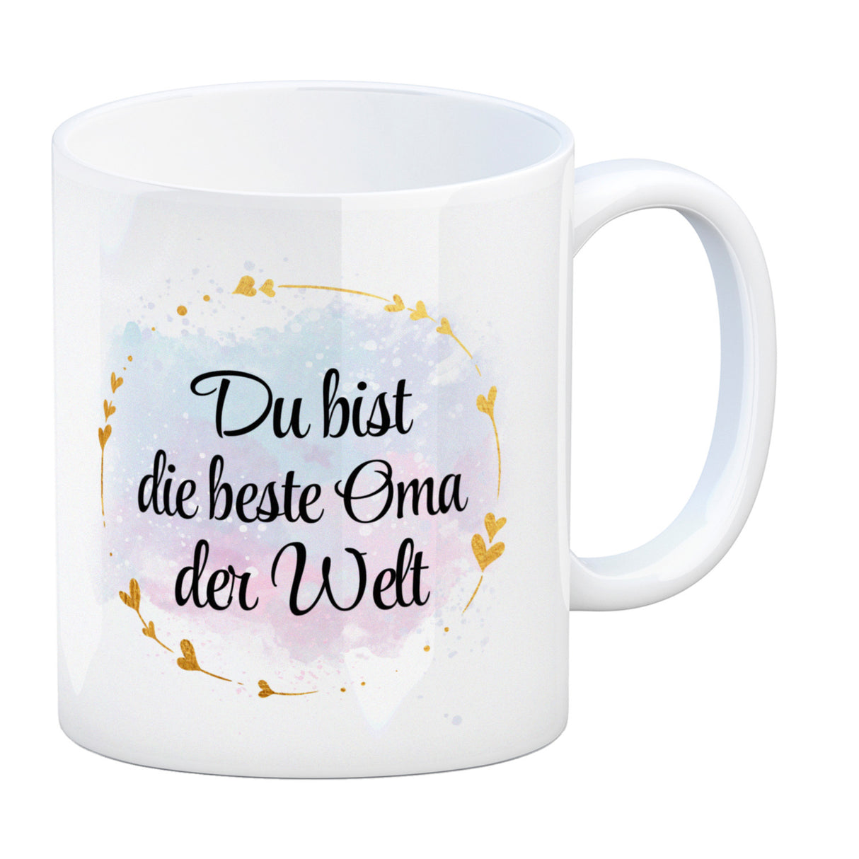 Du bist die beste Oma der Welt Kaffeebecher mit goldenen Verzierungen
