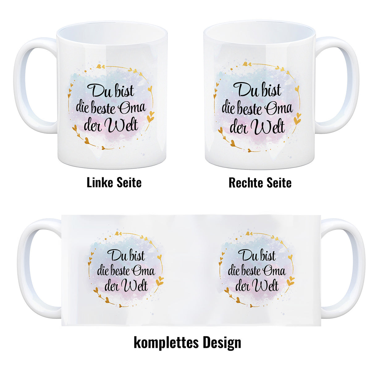 Du bist die beste Oma der Welt Kaffeebecher mit goldenen Verzierungen