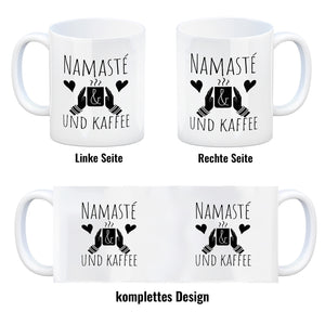 Namasté und Kaffee Kaffeebecher mit entspannendem Motiv