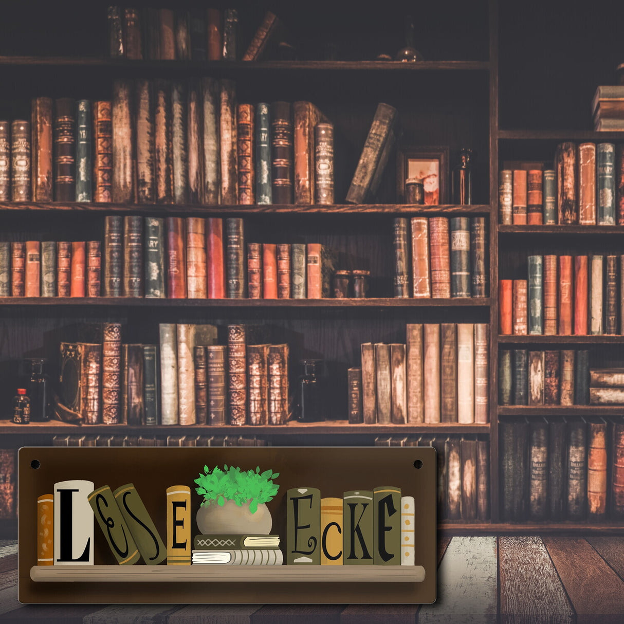 Leseecke Bücherregal Metallschild für alle Leseratten