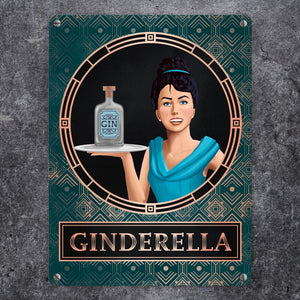 Ginderella Gin Metallschild für Gin-Liebhaber