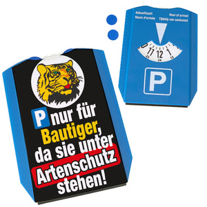 Bautiger Parkscheibe für Bauarbeiter und Handwerker in schwarz