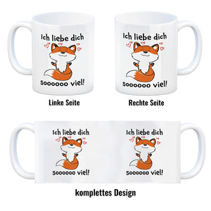 Ich liebe dich soooooo viel Kaffeebecher mit niedlichem Fuchs