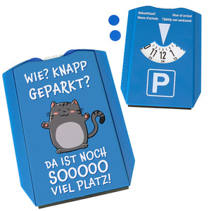 Knapp geparkt! mit niedlicher Katze und zwei Einkaufswagenchips