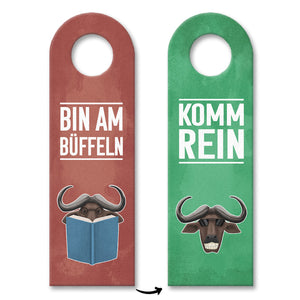 Bin am büffeln oder komm rein Türhänger mit coolem Büffel