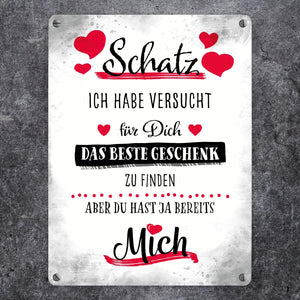 Bestes Geschenk für Schatz zum Valentinstag Metallschild