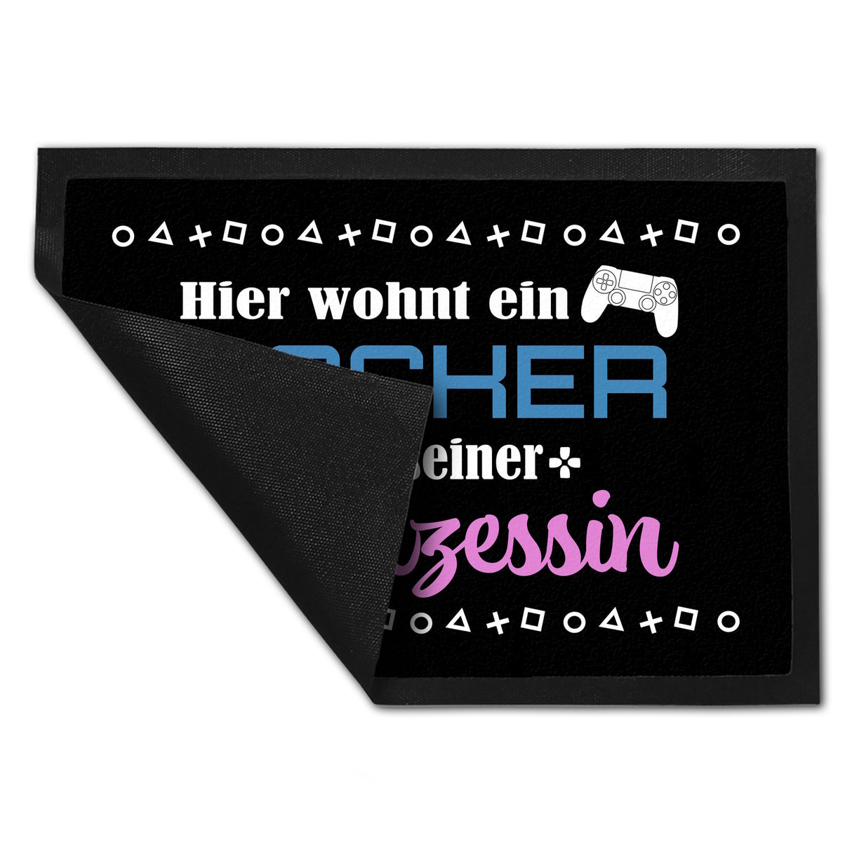 Hier wohnt ein Zocker mit seiner Prinzessin Fußmatte