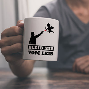Bleib mir vom Leib Kaffeebecher mit Amor Motiv