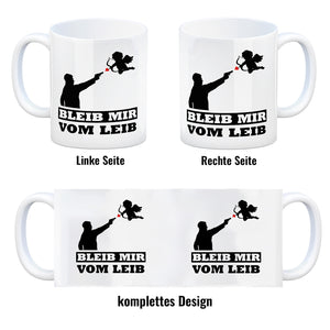 Bleib mir vom Leib Kaffeebecher mit Amor Motiv