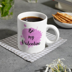 Be my Valentine Kaffeebecher mit rosa Farbkleks
