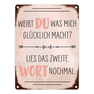 Du machst mich glücklich Metallschild mit Spruch zum Valentinstag