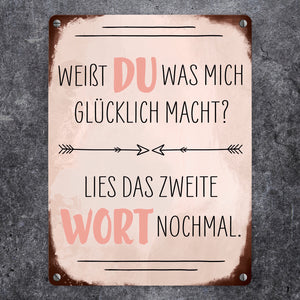 Du machst mich glücklich Metallschild mit Spruch zum Valentinstag