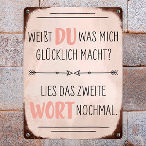 Du machst mich glücklich Metallschild mit Spruch zum Valentinstag