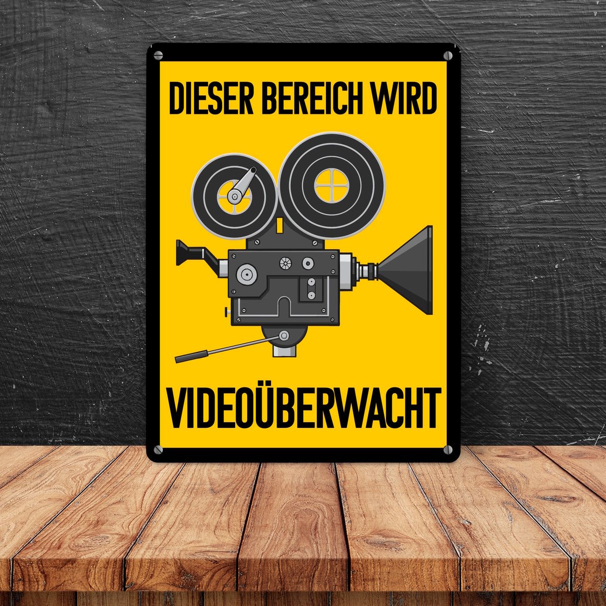 Dieser Bereich wird videoüberwacht Metallschild mit Filmkamera