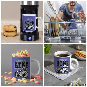 As hot as my Bike Kaffeebecher mit coolem Motorradfahrer Motiv in lila