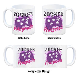 Zocker Prinzessin Kaffeebecher mit Controller Motiv