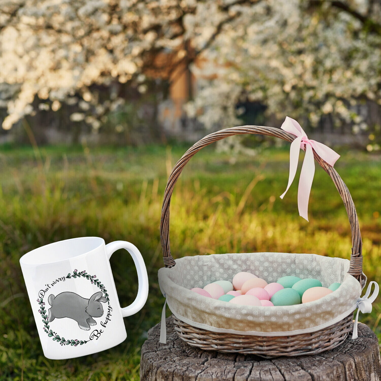 Don't worry be hoppy Kaffeebecher mit süßem Hoppelhasen