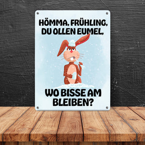 Hömma, Frühling, du ollen Eumel, wo bisse am bleiben Metallschild