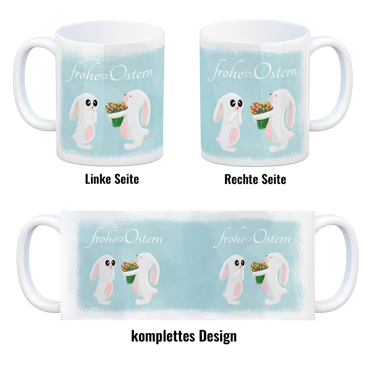 Frohe Ostern Kaffeebecher mit süßen Häschen
