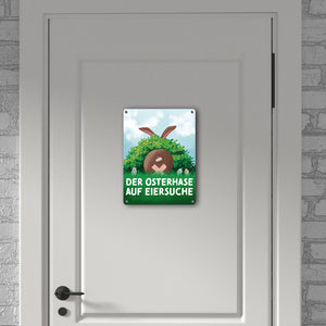 Der Osterhase auf Eiersuche Metallschild für Ostern