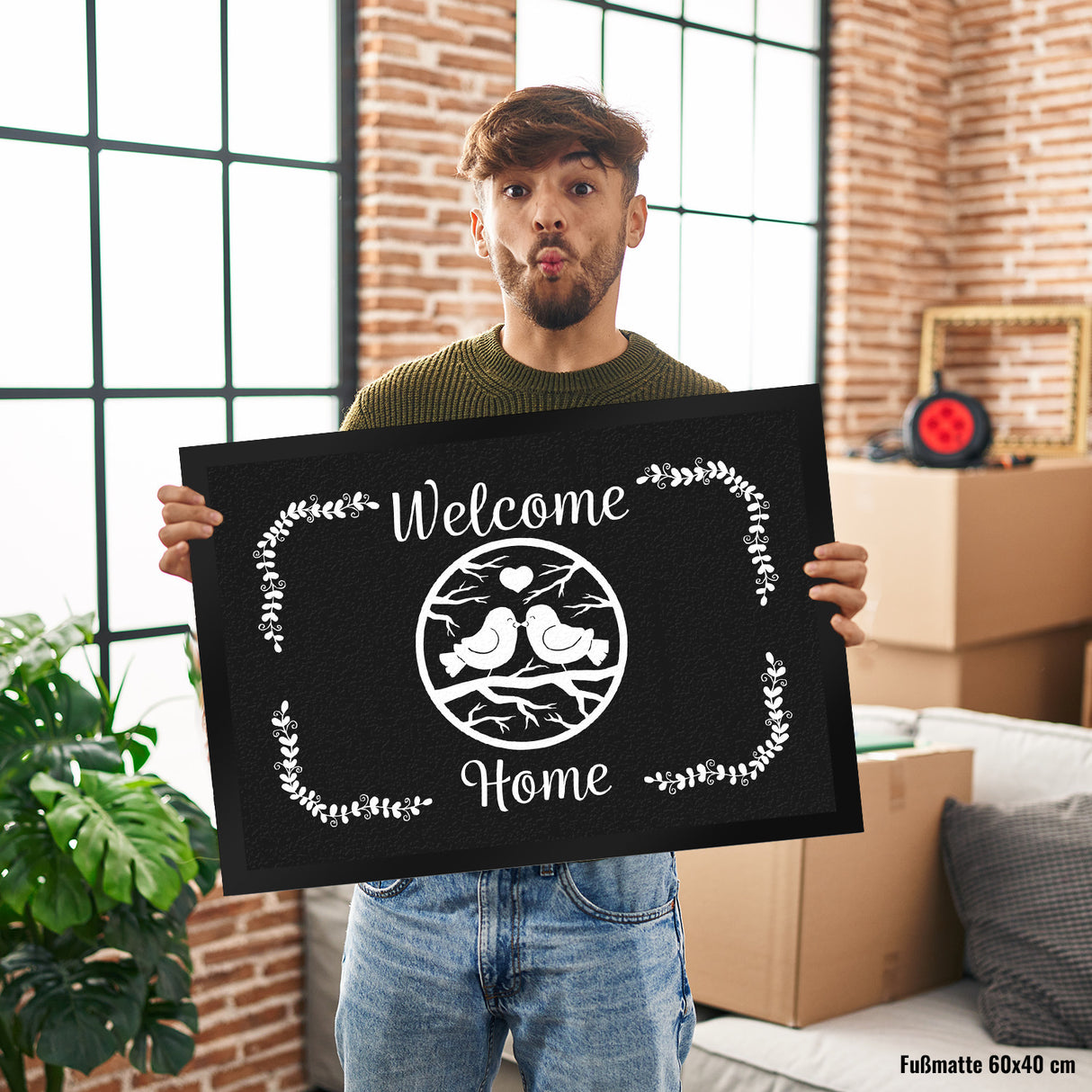 Welcome Home Fußmatte mit niedlichen Vögeln