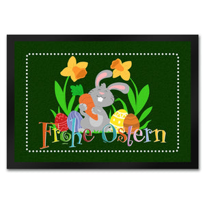 Frohe Ostern mit niedlichem Osterhasen Fußmatte