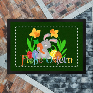 Frohe Ostern mit niedlichem Osterhasen Fußmatte
