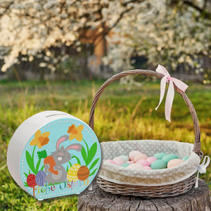 Frohe Ostern Spardose mit niedlichem Osterhasen und Ostereiern