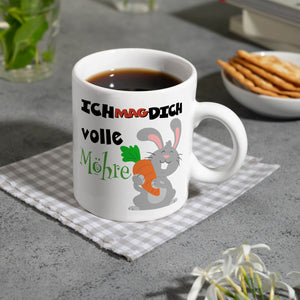 Ich mag dich volle Möhre Kaffeebecher mit süßem Hasen