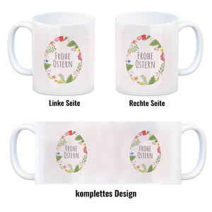 Frohe Ostern Kaffeebecher mit Blumen und Osterei