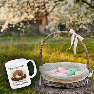Winterschlaf vorbei jetzt kommt die Frühjahrsmüdigkeit Igel Kaffeebecher