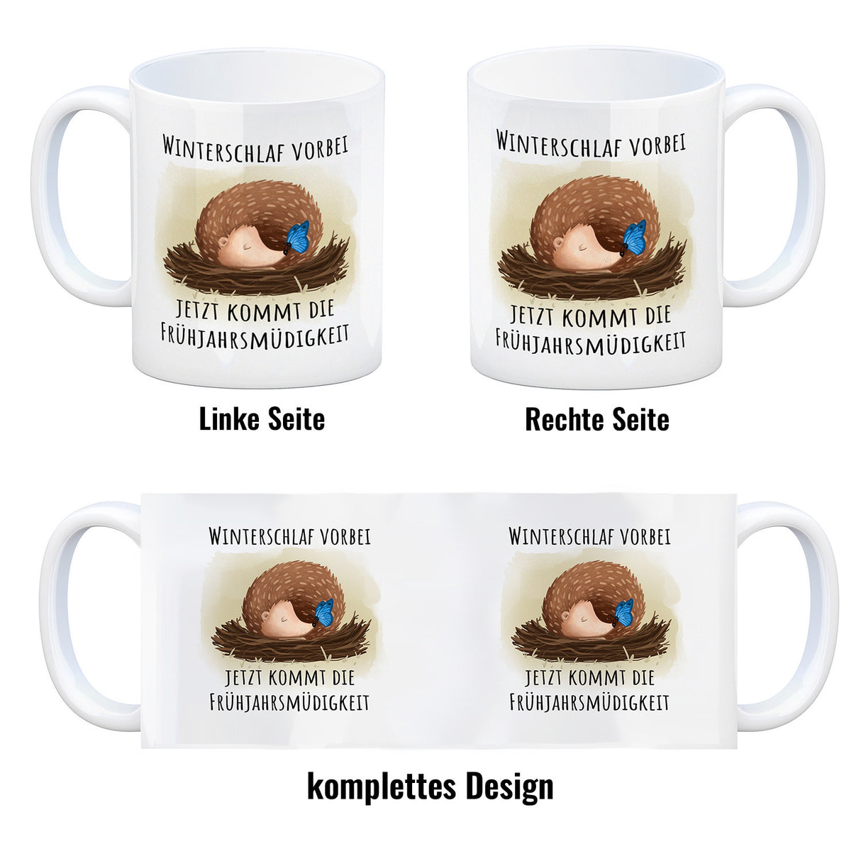 Winterschlaf vorbei jetzt kommt die Frühjahrsmüdigkeit Igel Kaffeebecher