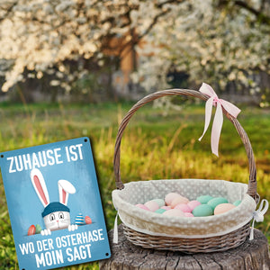 Zuhause ist wo der Osterhase moin sagt witziges Metallschild