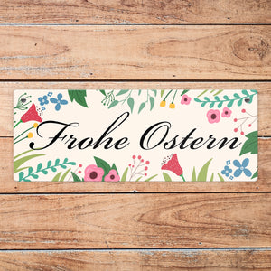 Frohe Ostern mit Blumen Metallschild für die Osterzeit