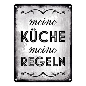 Meine Küche meine Regeln Retro Metallschild