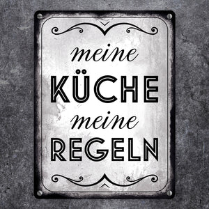 Meine Küche meine Regeln Retro Metallschild