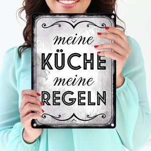 Meine Küche meine Regeln Retro Metallschild