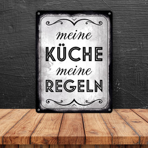 Meine Küche meine Regeln Retro Metallschild