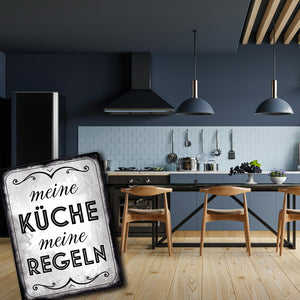 Meine Küche meine Regeln Retro Metallschild