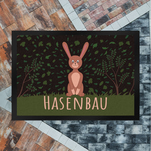 Hasenbau Fußmatte mit niedlichem Hasen