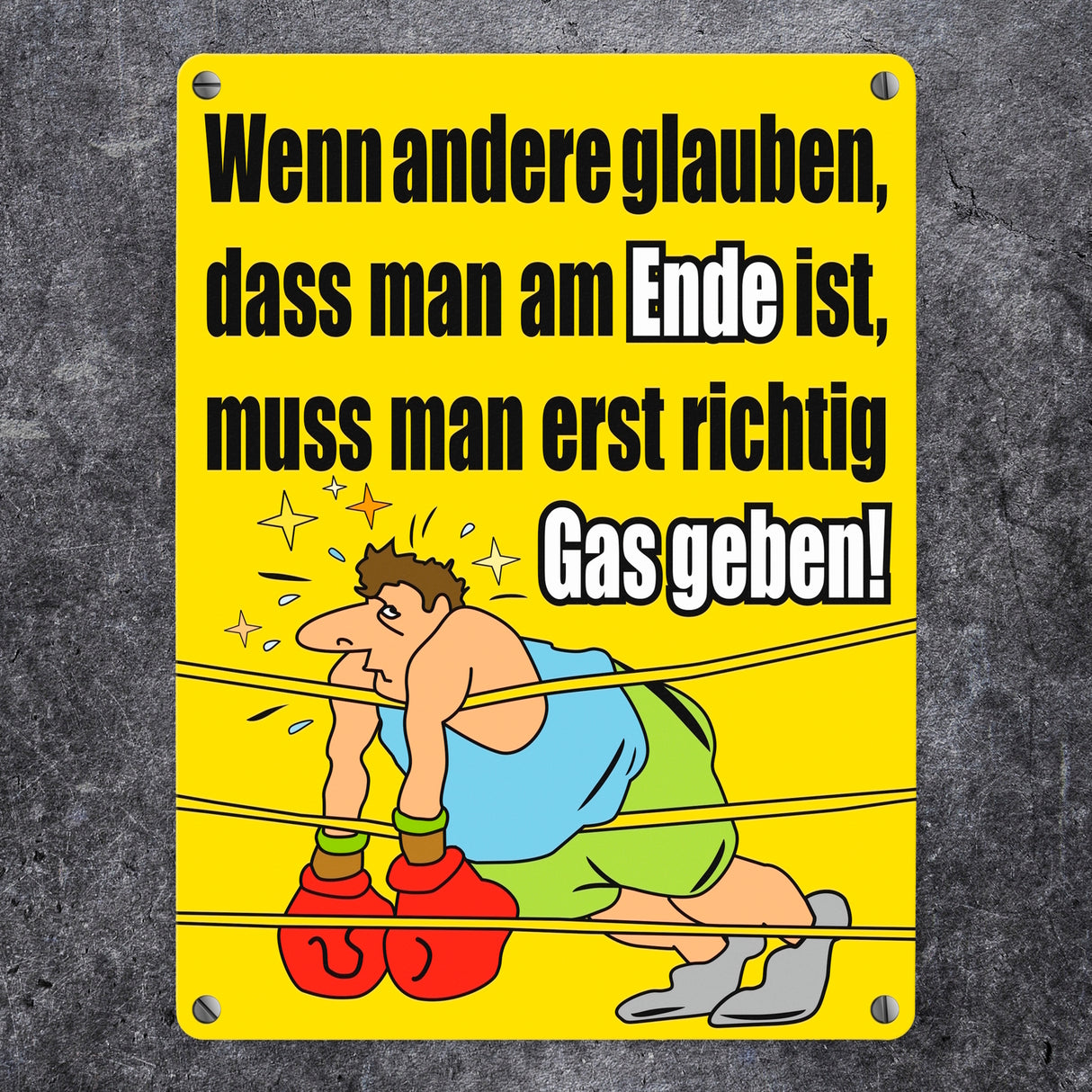 Boxer Metallschild zum Thema Motivation