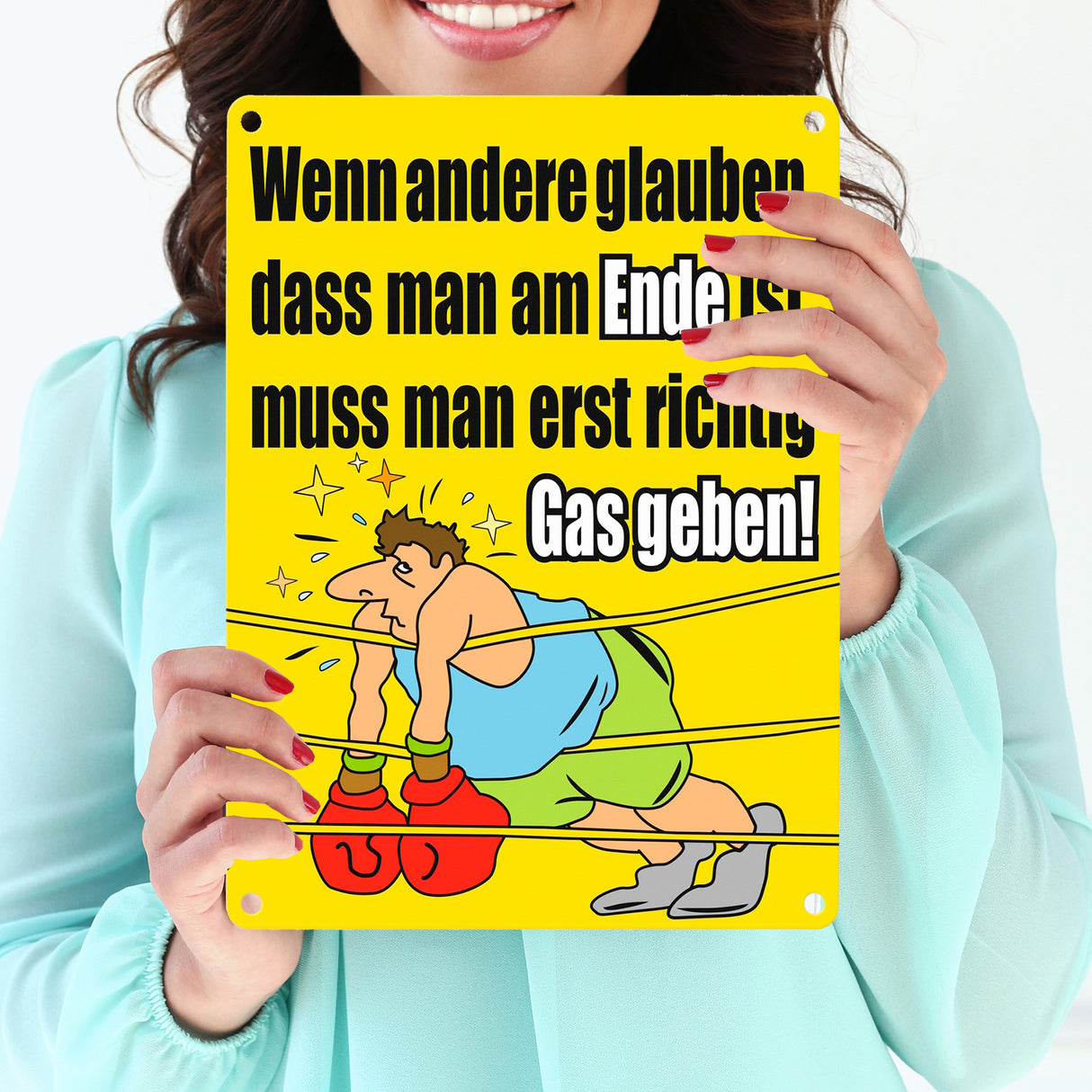 Boxer Metallschild zum Thema Motivation
