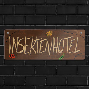 Insektenhotel Metallschild mit Holzoptik