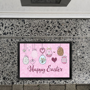 Happy Easter Ostern Fußmatte mit Ostereier-Motiv in rosa