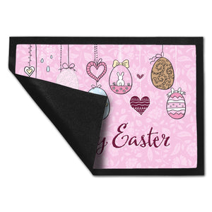 Happy Easter Ostern Fußmatte mit Ostereier-Motiv in rosa